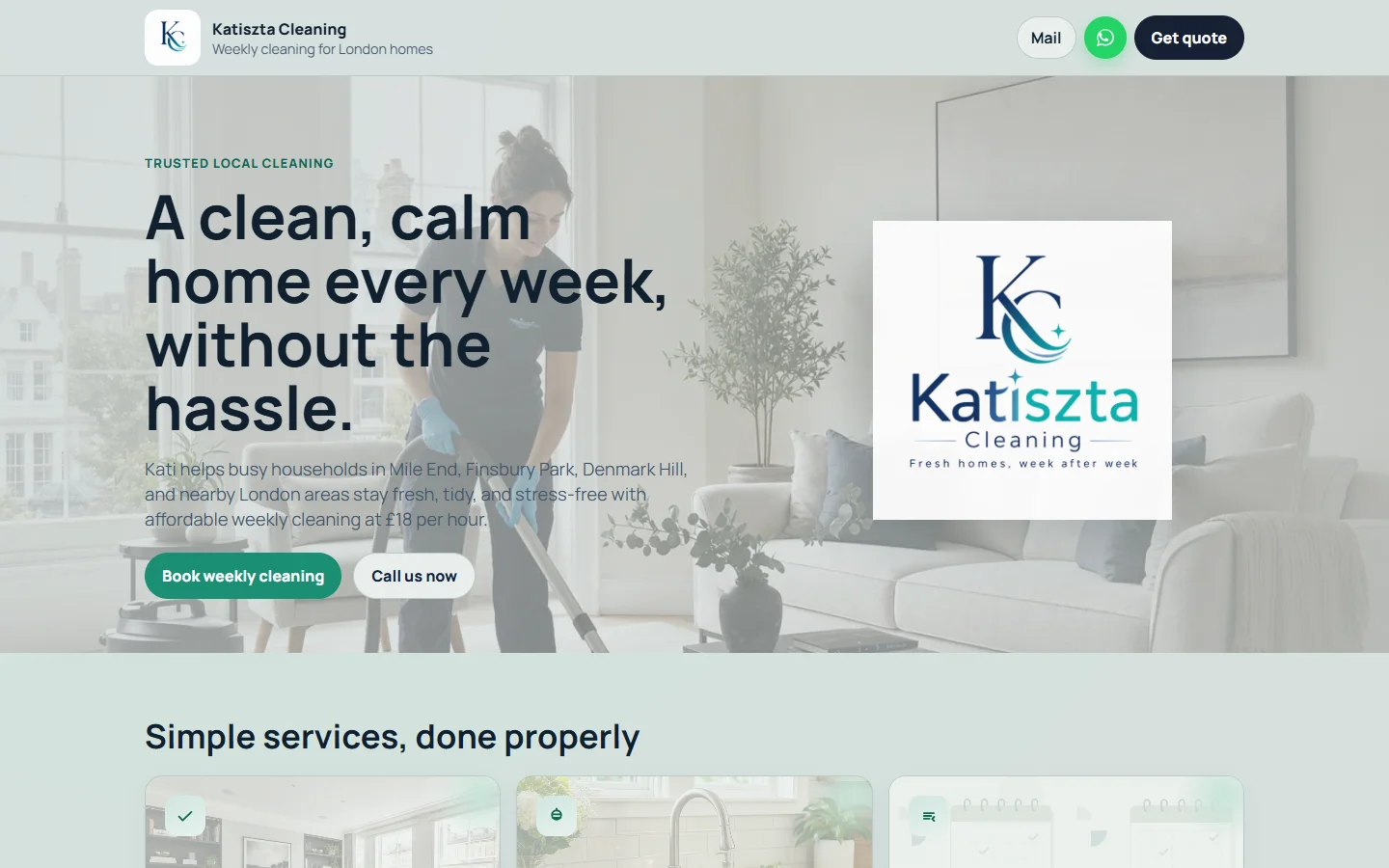 Kati Cleaning website preview