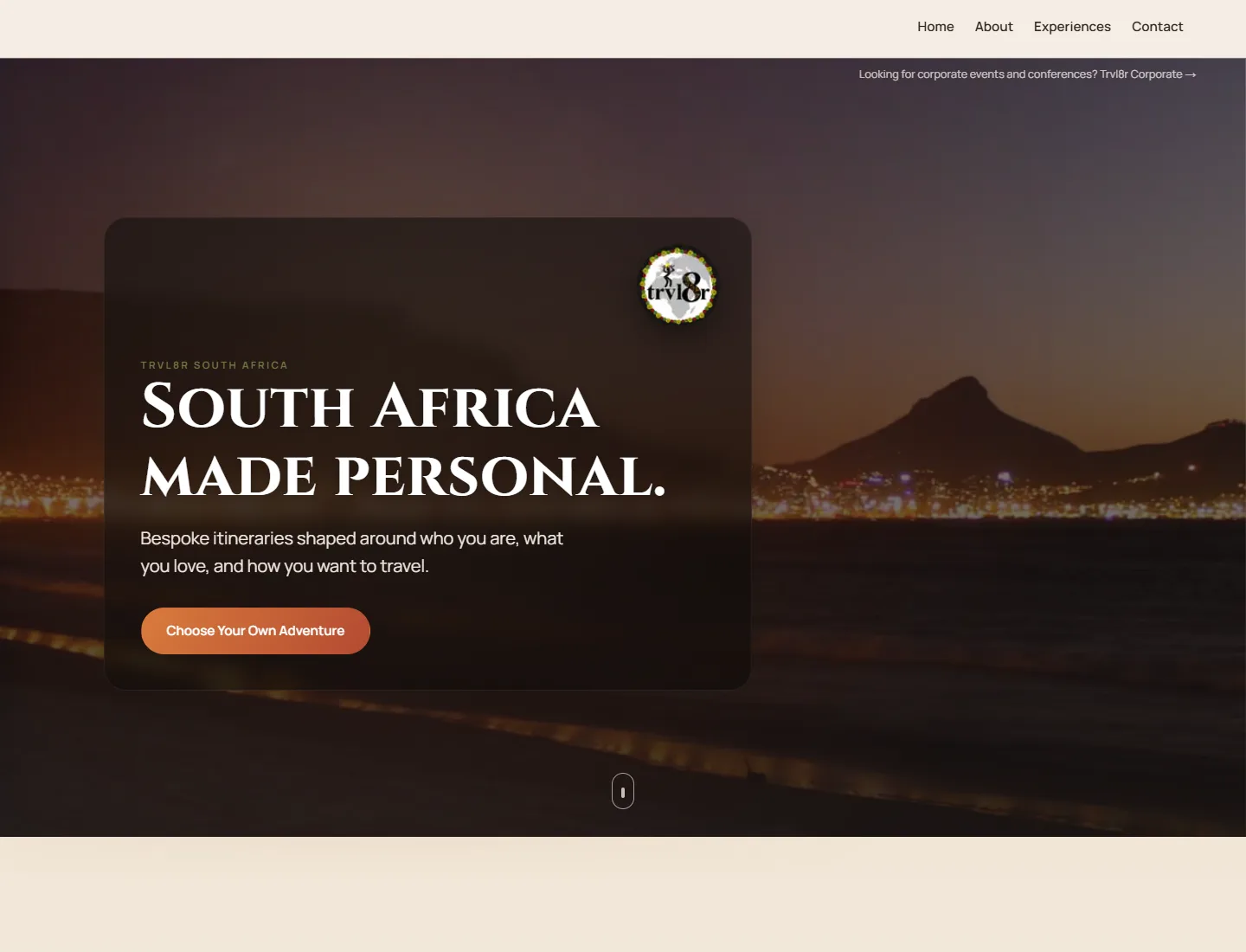 Trvl8r website preview